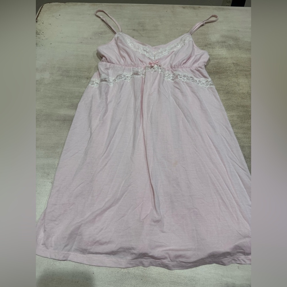 Victoria's Secret Babydoll lingerie Pale Pink Lace-Trim Size Medium